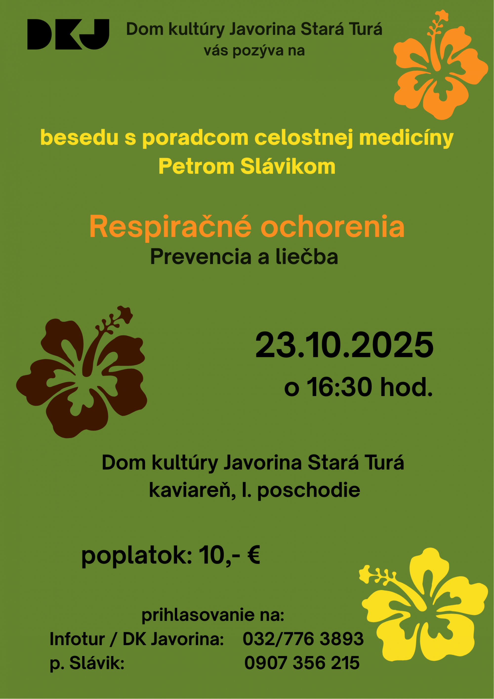 Beseda s poradcom celostnej medicíny P. Slávikom - Respiračné ochorenia Beseda s poradcom celostnej medicíny P. Slávikom - Respiračné ochorenia