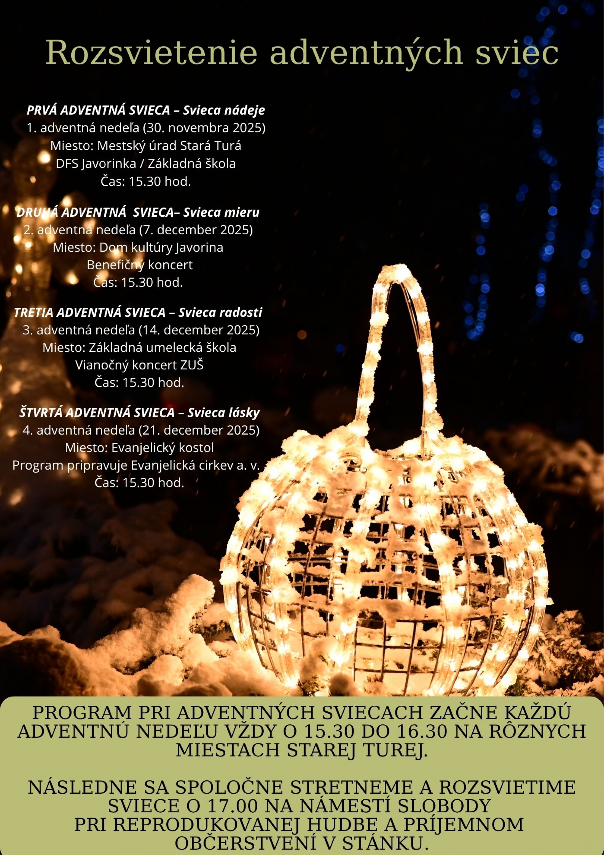 Rozsvietenie adventných sviec v Starej Turej Rozsvietenie adventných sviec v Starej Turej