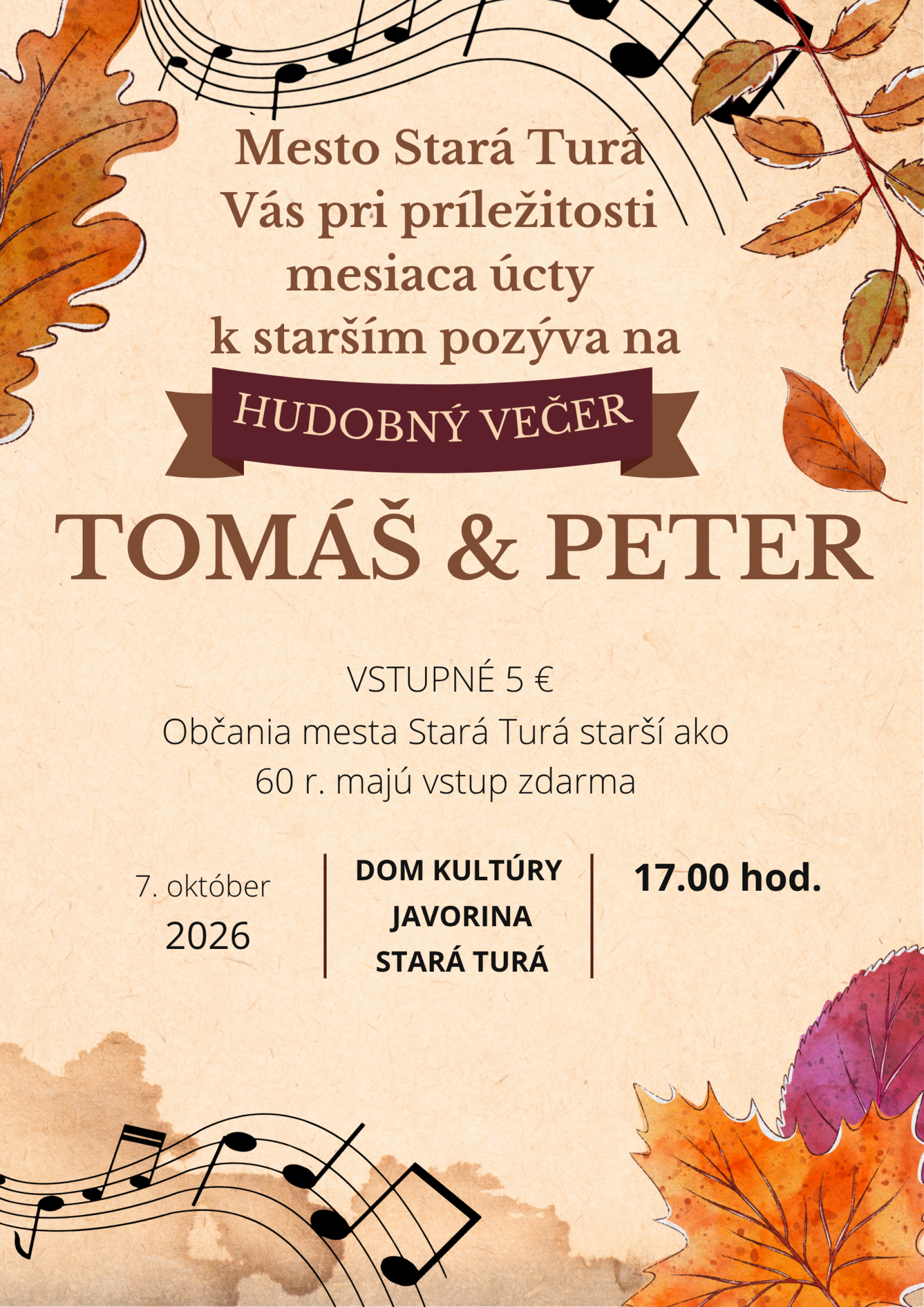 Hudobný večer Tomáš & Peter Hudobný večer Tomáš & Peter