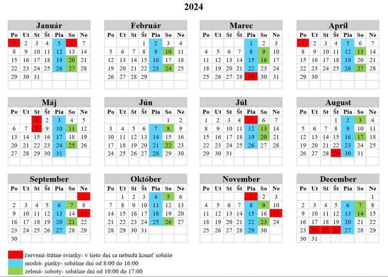 Sobášne dni na rok 2024