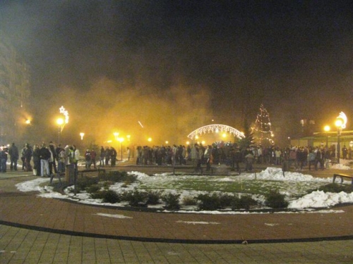 Privítanie nového roku 2010 na Námestí slobody.