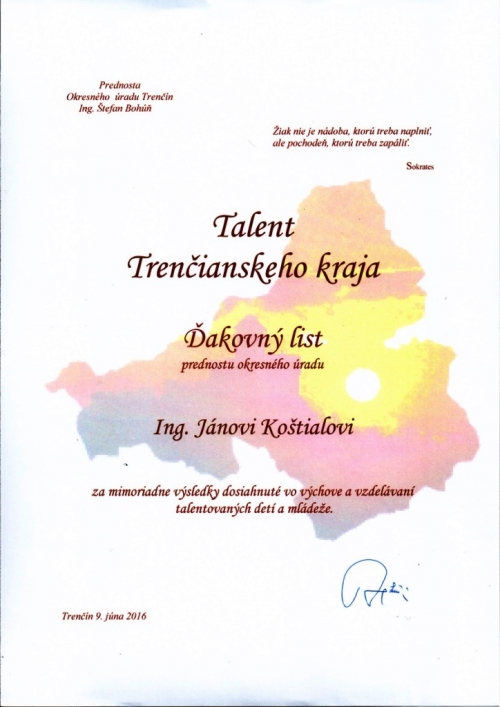 Talent Trenčianskeho kraja 2016 z SOŠ Stará Turá