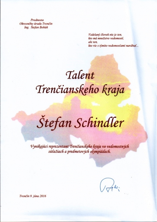 Talent Trenčianskeho kraja 2016 z SOŠ Stará Turá