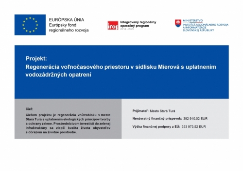 Regenerácia voľnočasového priestoru v sídlisku Mierová s uplatnením vodozádržných opatrení