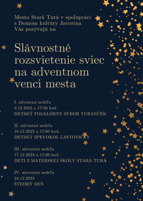 Slávnostné rozsvietenie adventných sviec