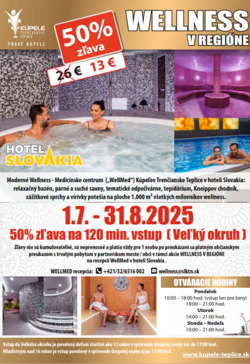 Letné wellness v kúpeľoch Trenčianske Teplice so zľavou 50 % pre Starú Turú!