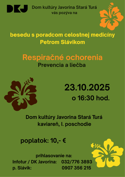 Beseda s  poradcom celostnej medicíny P. Slávikom - Respiračné ochorenia
