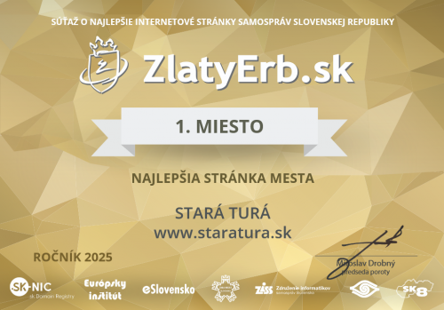 Ocenenie za prvé miesto v 22. ročníku súťaže ZlatyErb.sk najlepšej internetovej stránky samospráv za rok 2025